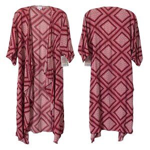 Lularoe Shirley Diamond Print Waterfall Duster Cardigan S NWT